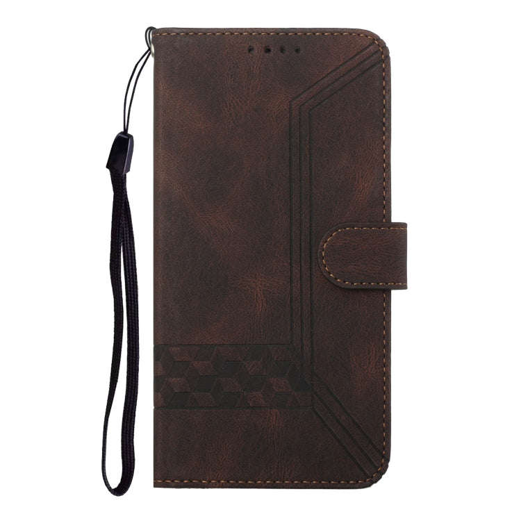 For Honor V40 4G Cubic Skin Feel Flip Leather Phone Case(Dark Brown)