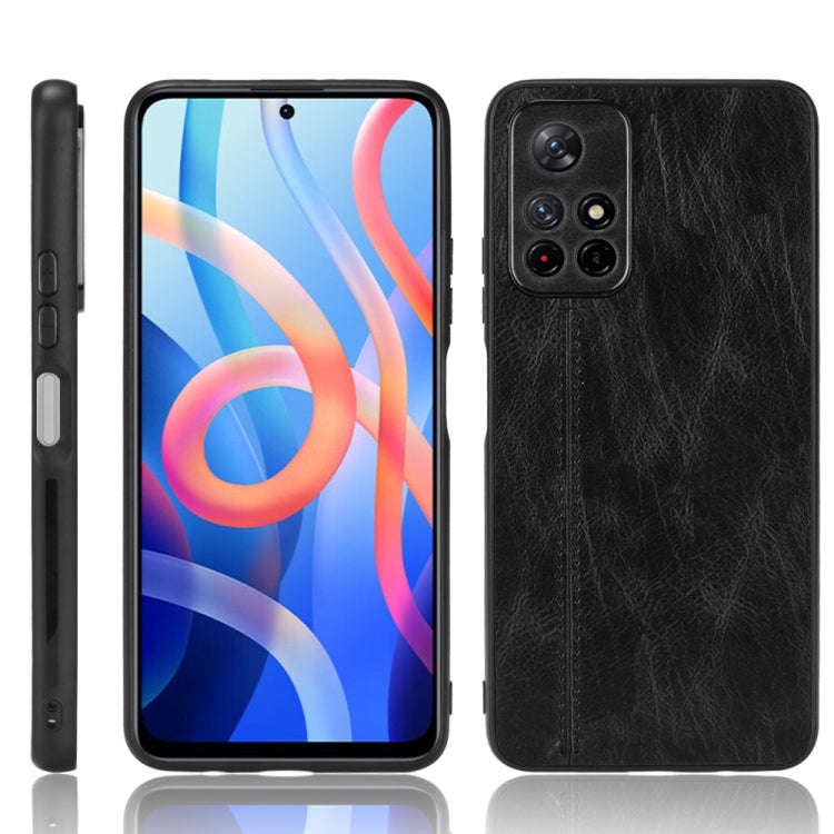 For Xiaomi Redmi Note 11 5G Sewing Cow Pattern Skin Phone Case(Black)