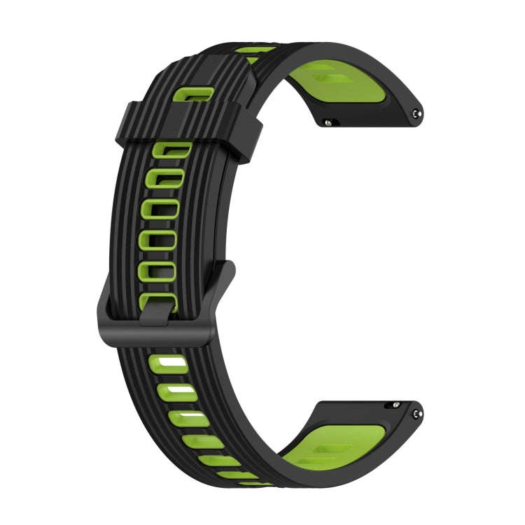 For Samsung Galaxy Watch4/Active2 20mm Two-color Stripe Silicone Watch Band(Black Lime Green)