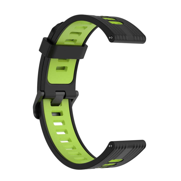 For Samsung Galaxy Watch4/Active2 20mm Two-color Stripe Silicone Watch Band(Black Lime Green)