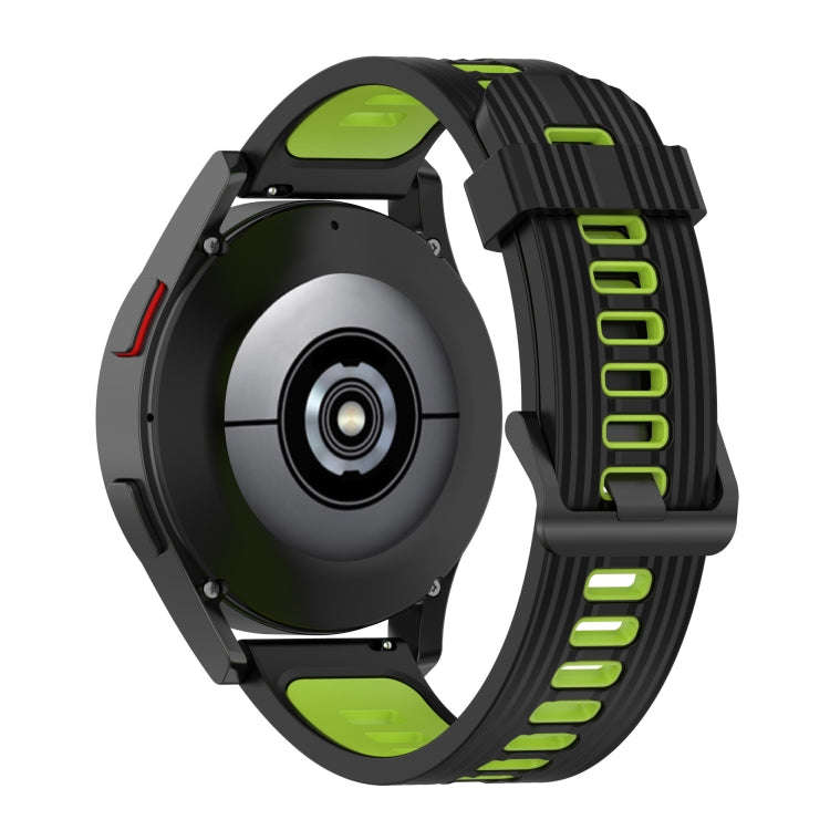 For Samsung Galaxy Watch4/Active2 20mm Two-color Stripe Silicone Watch Band(Black Lime Green)