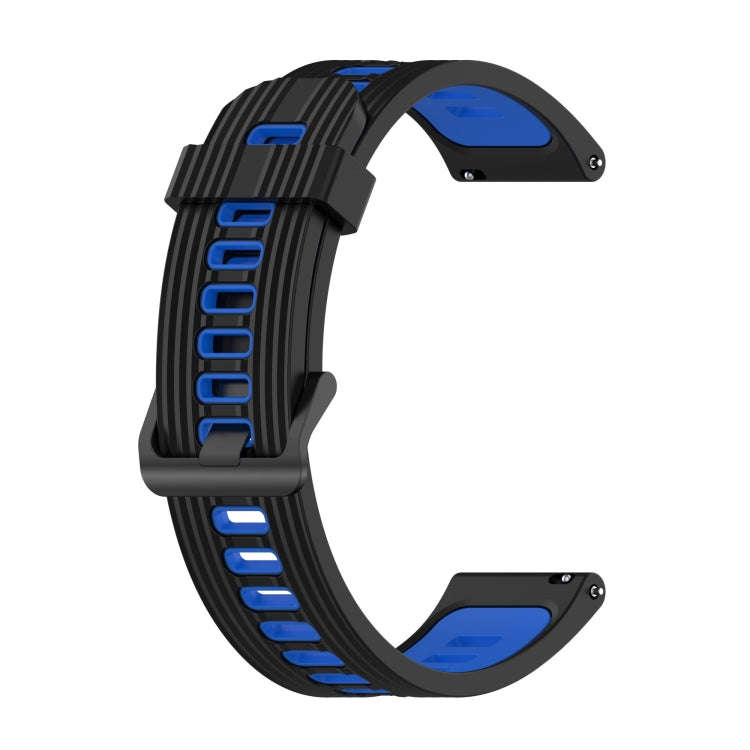 For Huawei Watch GT Runner 22mm Two-color Stripe Silicone Watch Band(Black Blue)
