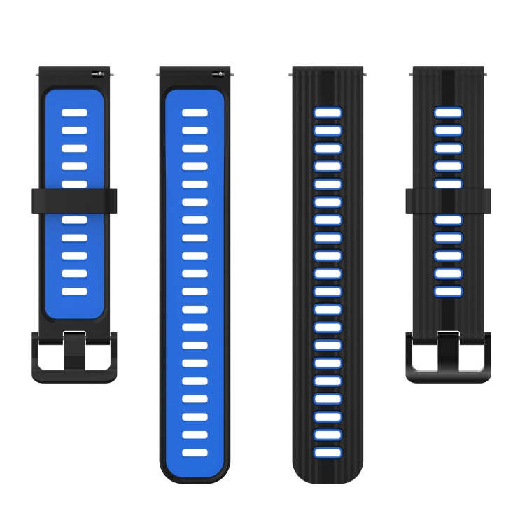 For Huawei Watch GT Runner 22mm Two-color Stripe Silicone Watch Band(Black Blue)
