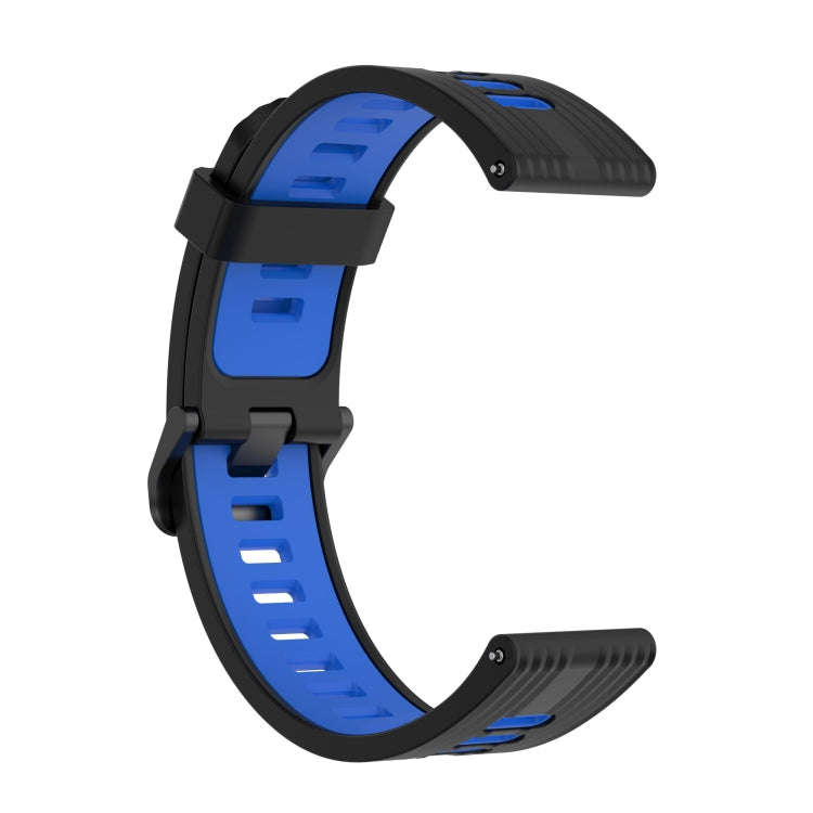 For Huawei Watch GT Runner 22mm Two-color Stripe Silicone Watch Band(Black Blue)