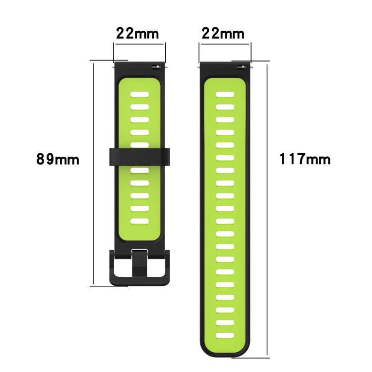For Huawei Watch GT Runner 22mm Two-color Stripe Silicone Watch Band(Black Blue)