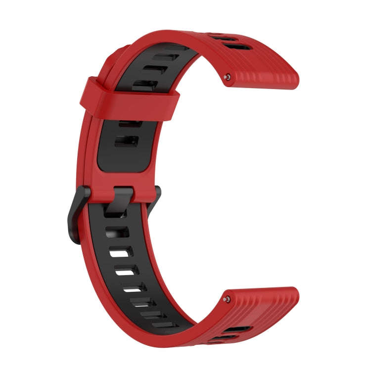 For Huawei Watch GT Runner 22mm Two-color Stripe Silicone Watch Band(Red Black)