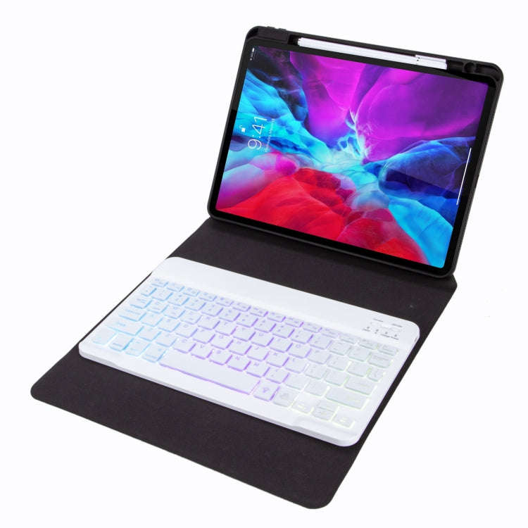 H-102S3 Tri-color Backlight Bluetooth Keyboard Leather Case with Rear Three-fold Holder For iPad ...