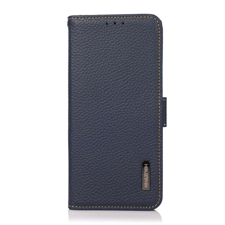 For Honor 60 Pro KHAZNEH Side-Magnetic Litchi Genuine Leather RFID Phone Case(Blue)