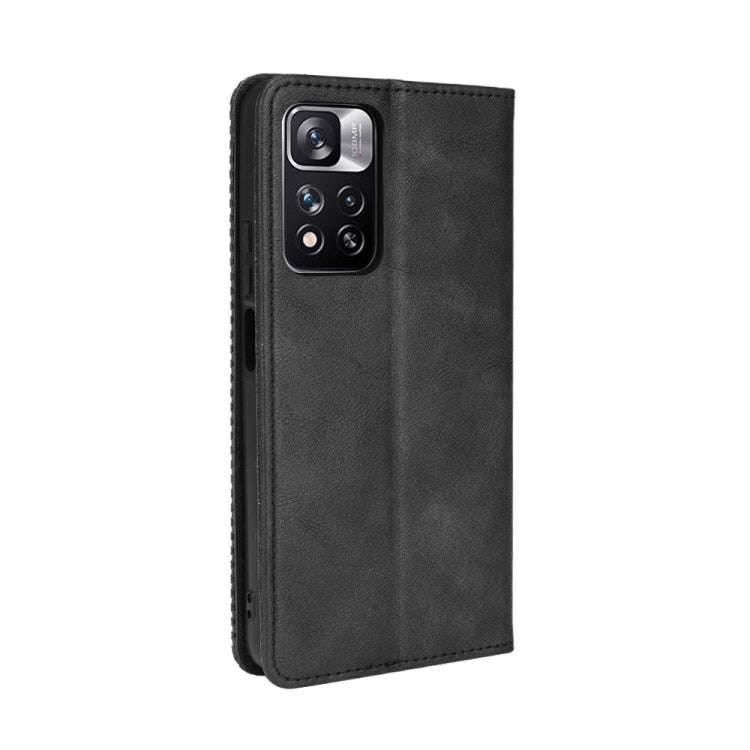 For Xiaomi Redmi Note 11 Pro / 11 Pro+ Magnetic Buckle Retro Texture Leather Case(Black)