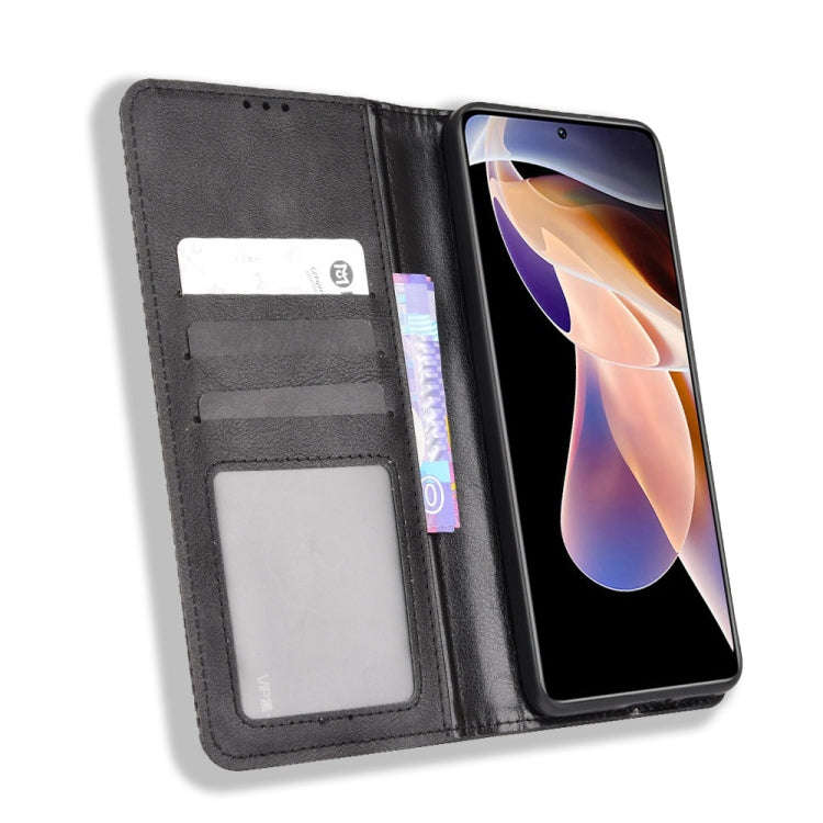 For Xiaomi Redmi Note 11 Pro / 11 Pro+ Magnetic Buckle Retro Texture Leather Case(Black)