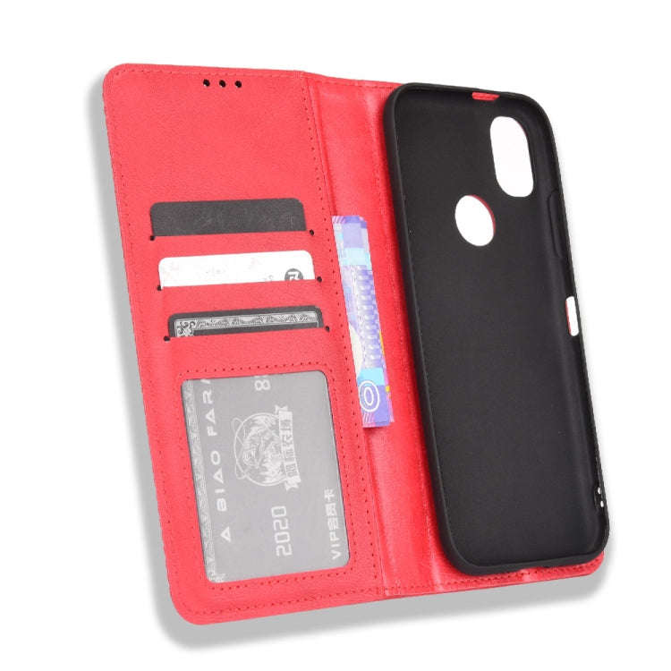 For Kyocera KY-51B Magnetic Buckle Retro Texture Leather Case(Red)