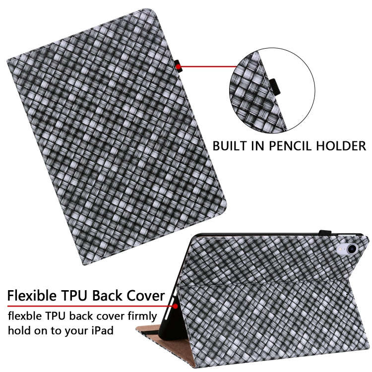 For Lenovo Tab  M10 TB-X605L Color Weave Leather Tablet Case with Holder(Black)