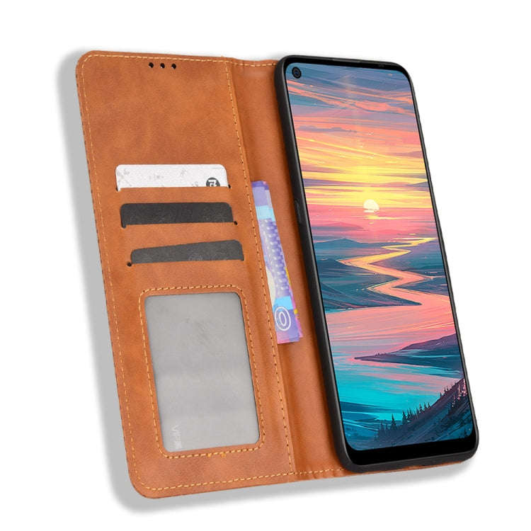 For Oukitel K9 Pro Magnetic Buckle Retro Texture Leather Phone Case(Brown)