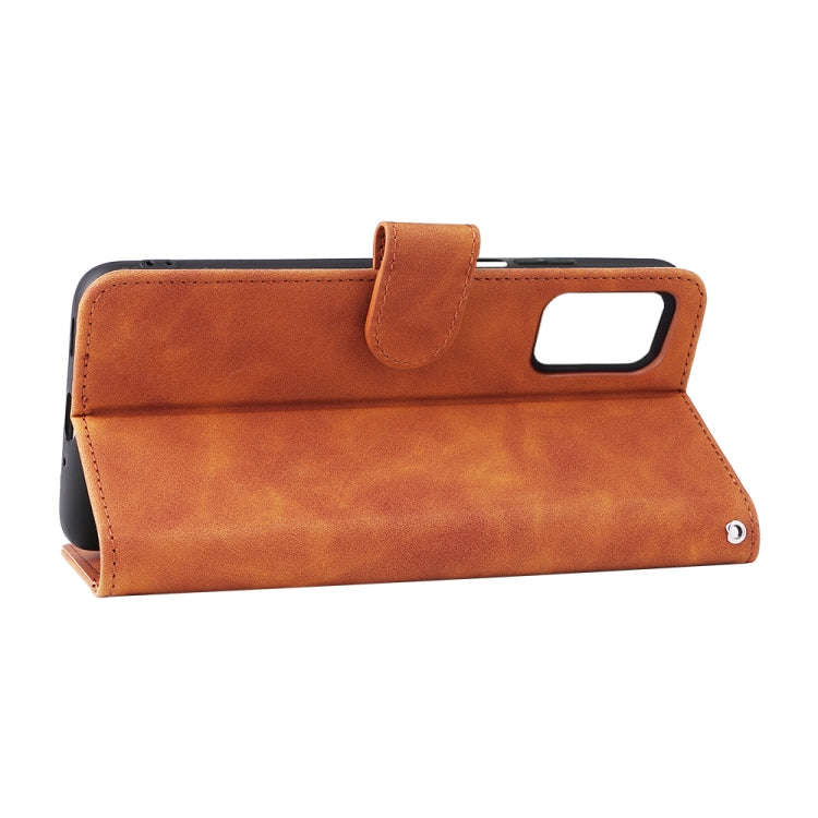For UMIDIGI A11S Skin Feel Magnetic Buckle Leather Phone Case(Brown)