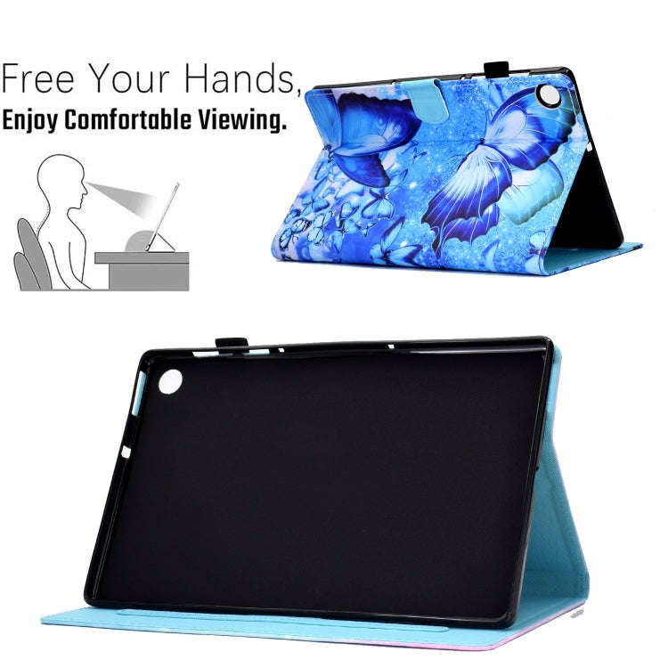 For Lenovo Tab M10 Plus Sewing Pen Slot Leather Tablet Case(Butterflies)