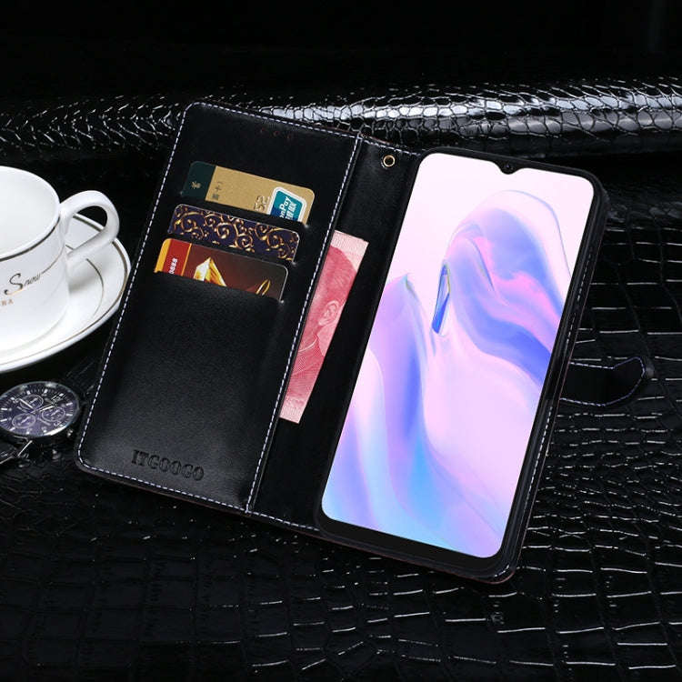 For Blackview A70 Pro idewei Crocodile Texture Leather Phone Case(Dark Blue)