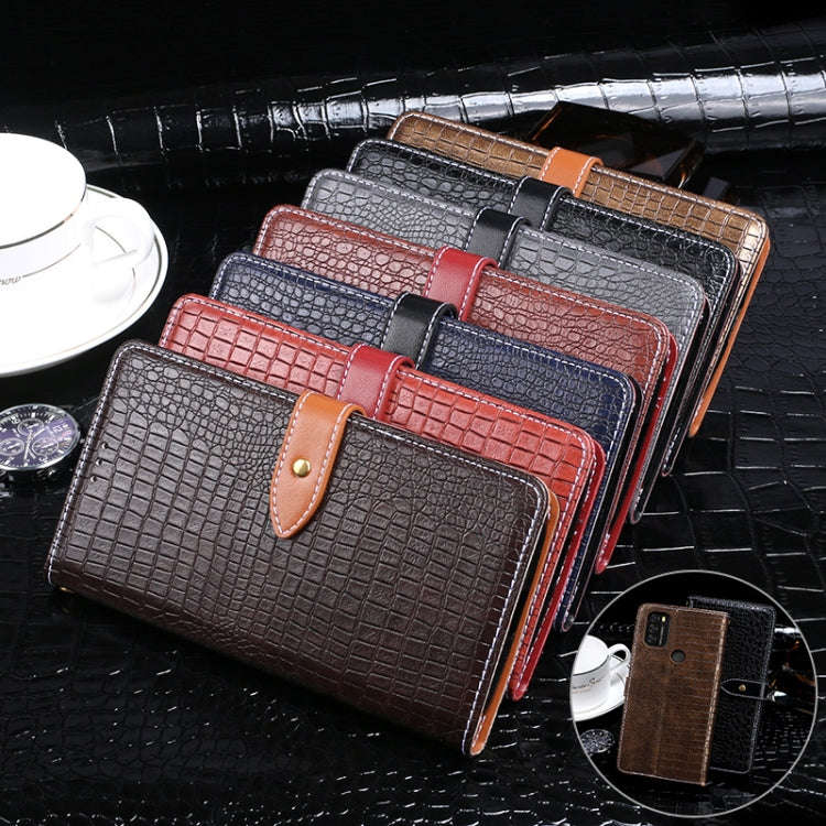 For Blackview A70 Pro idewei Crocodile Texture Leather Phone Case(Dark Blue)