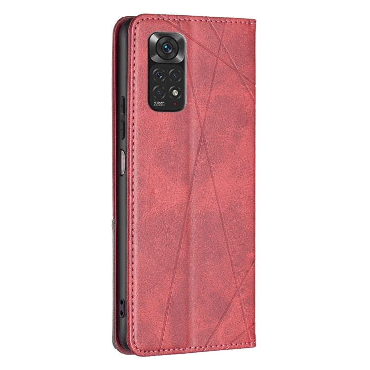 For Xiaomi Redmi Note 11 International Version Prismatic Invisible Magnetic Leather Phone Case(Red)