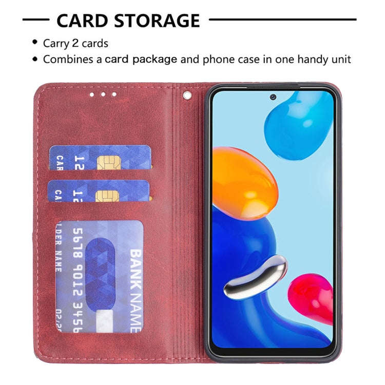 For Xiaomi Redmi Note 11 International Version Prismatic Invisible Magnetic Leather Phone Case(Red)