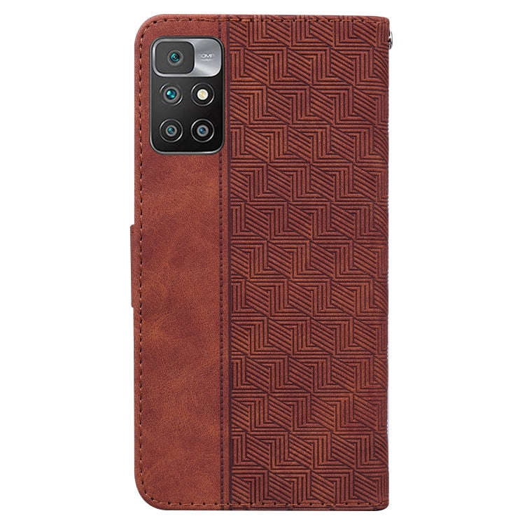 For Xiaomi Redmi 10 / 10 Prime Geometric Embossed Leather Phone Case(Brown)