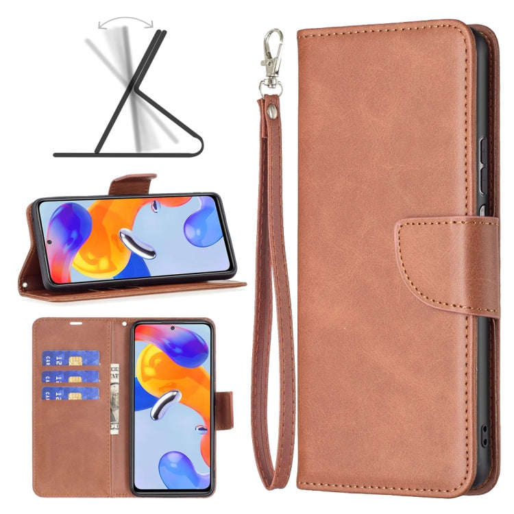 For Xiaomi Redmi Note 11 Pro International Version Lambskin Texture Pure Color Horizontal Flip Le...