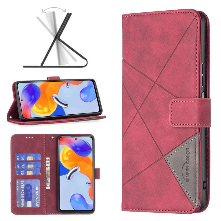 For Xiaomi Redmi Note 11 Pro International Version Rhombus Texture Magnetic Buckle Horizontal Fli...