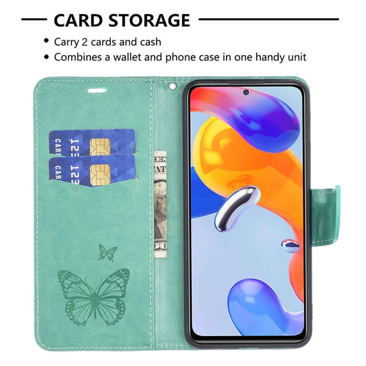 For Xiaomi Redmi Note 11 Pro International Version Two Butterflies Embossing Leather Phone Case(G...