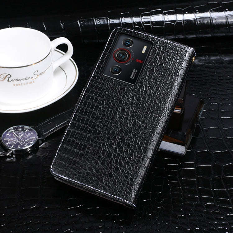 For ZTE nubia Z40 Pro idewei Crocodile Texture Leather Phone Case(Black)