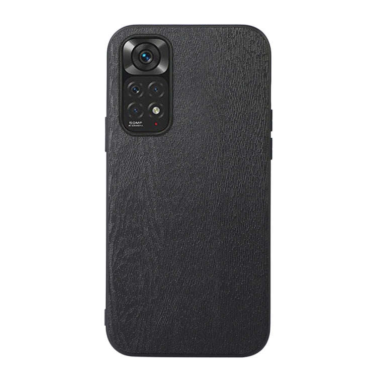 For Xiaomi Redmi Note 11 4G / Note 11S Wood Texture PU Phone Case(Black)