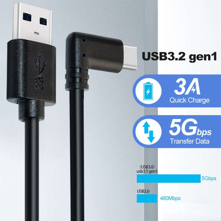 USB 3.2 Gen1 Type-C to USB 3.2 Gen1 Type-C Single Elbow VR Link Cable For Quest 1 / 2, Cable Leng...