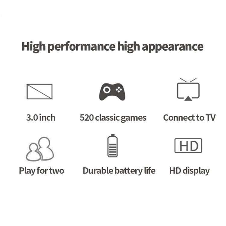 S8 3.0 inch Screen Classic Handheld Game Console Built-in 520 Games(Blue)