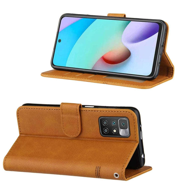 For Xiaomi Redmi 10 Stitching Calf Texture Buckle Leather Phone Case(Yellow)