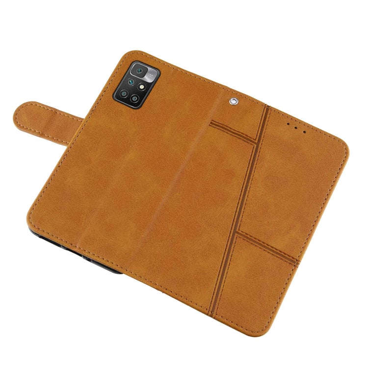 For Xiaomi Redmi 10 Stitching Calf Texture Buckle Leather Phone Case(Yellow)