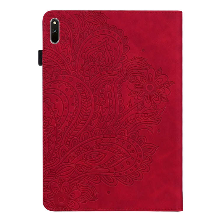 For Huawei Matepad 11 2021 Peacock Embossed Pattern TPU + PU Leather Tablet Case(Red)