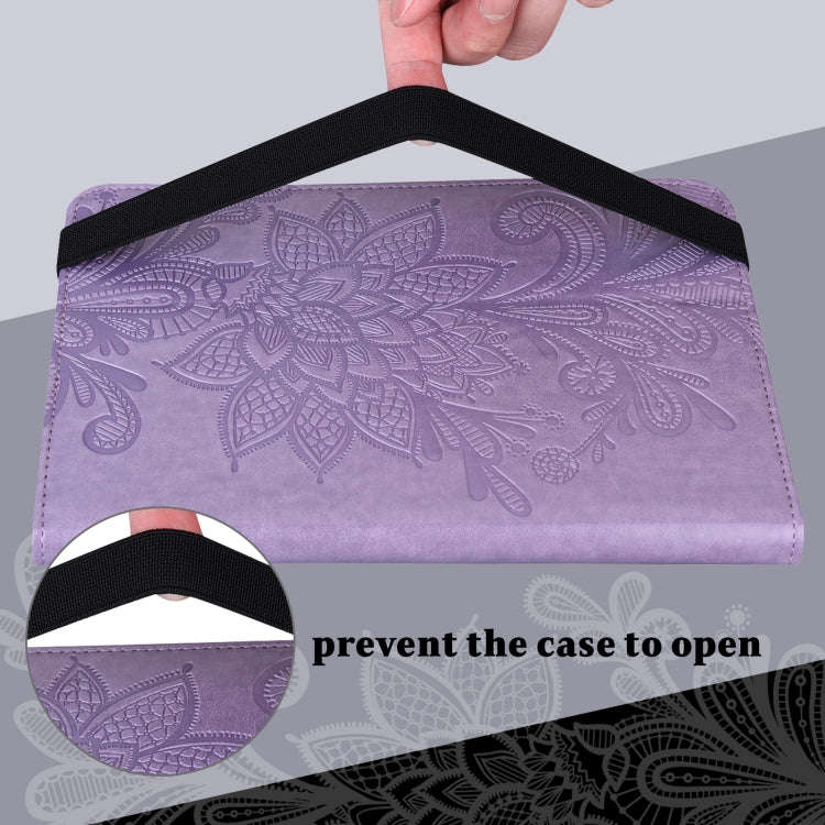 Lace Flower Embossing Pattern Leather Tablet Case For Huawei MatePad Pro 10.8 2021 / 2019(Purple)