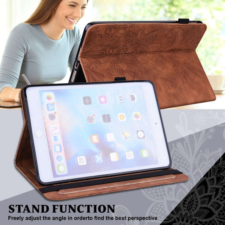 Lace Flower Embossing Pattern Leather Tablet Case For Huawei MatePad Pro 10.8 2021 / 2019(Brown)