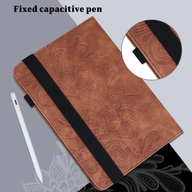 Lace Flower Embossing Pattern Leather Tablet Case For Huawei MatePad Pro 10.8 2021 / 2019(Brown)