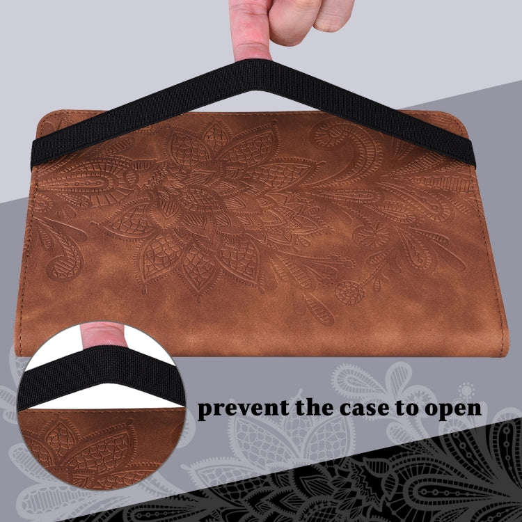 Lace Flower Embossing Pattern Leather Tablet Case For Huawei MatePad Pro 10.8 2021 / 2019(Brown)