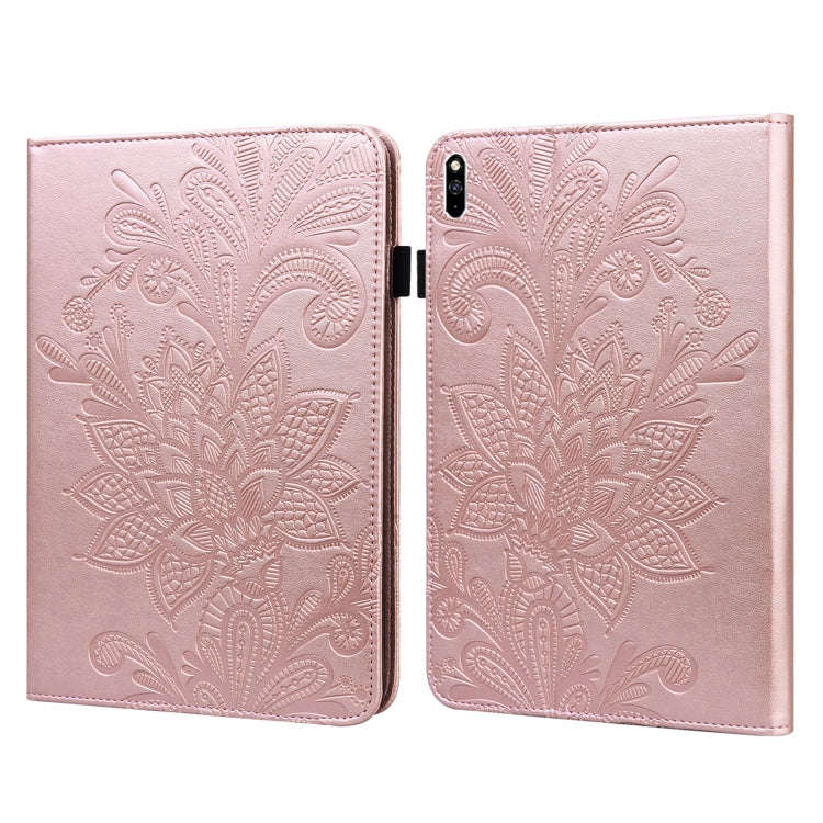 Lace Flower Embossing Pattern Leather Tablet Case For Huawei MatePad Pro 10.8 2021 / 2019(Gold)