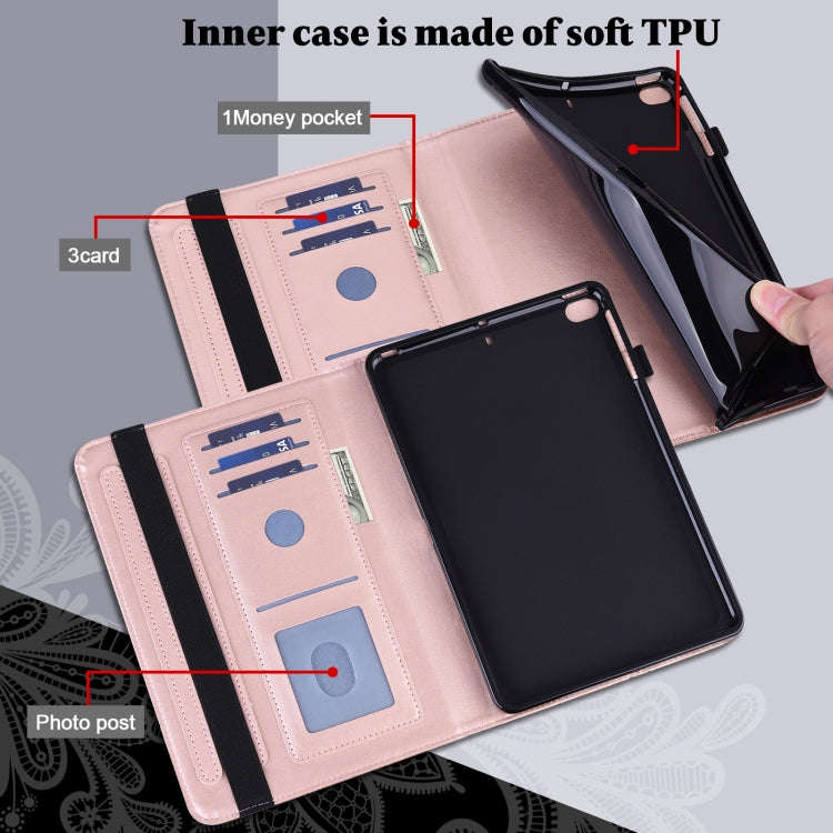 Lace Flower Embossing Pattern Leather Tablet Case For Huawei MatePad Pro 10.8 2021 / 2019(Gold)
