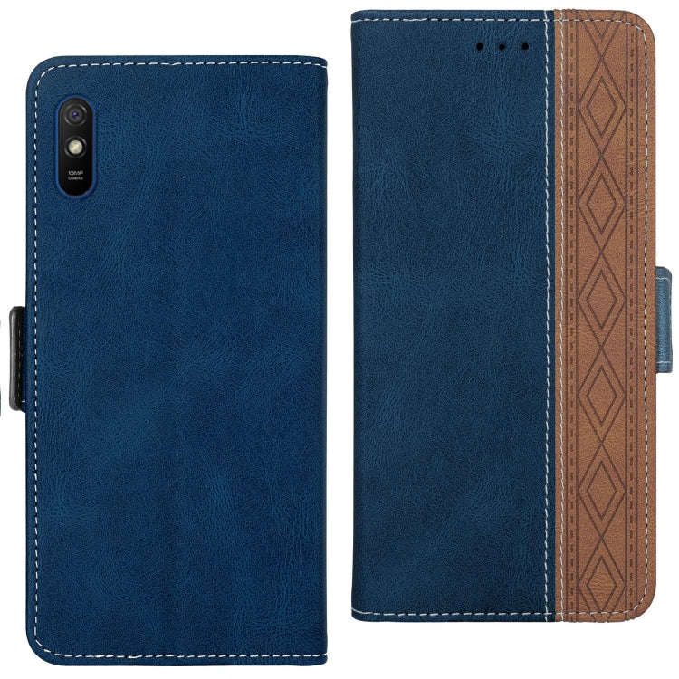 For Xiaomi Redmi 9A Stitching Side-Magnetic RFID Leather Phone Case(Royal Blue)