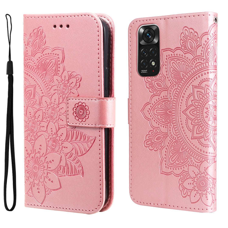 For Xiaomi Redmi Note 11 4G(Global)/Redmi Note 11s 4G(Global) 7-petal Flowers Embossing Pattern H...