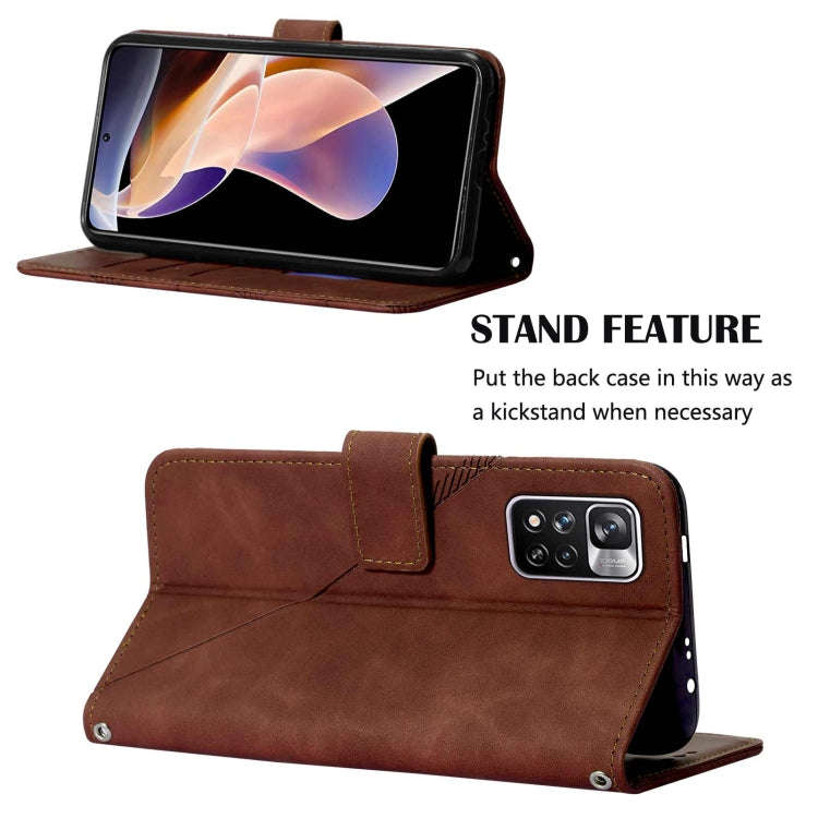 For Xiaomi Redmi Note 11 Pro+ Crossbody 3D Embossed Flip Leather Phone Case(Brown)