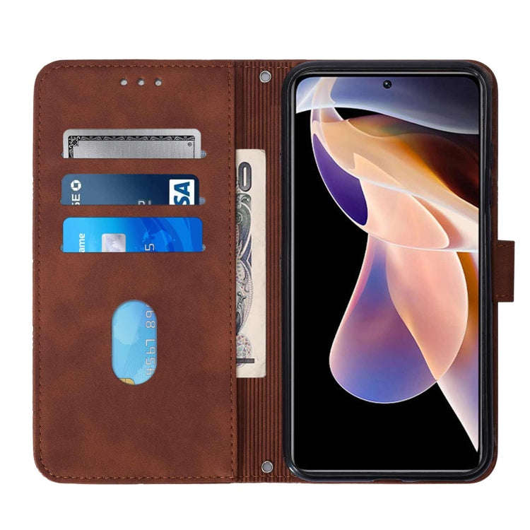 For Xiaomi Redmi Note 11 Pro+ Crossbody 3D Embossed Flip Leather Phone Case(Brown)