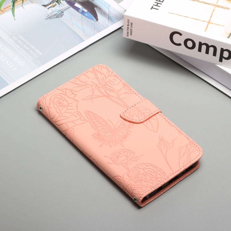 For Umidigi A7 Pro Skin Feel Butterfly Peony Embossed Leather Phone Case(Pink)