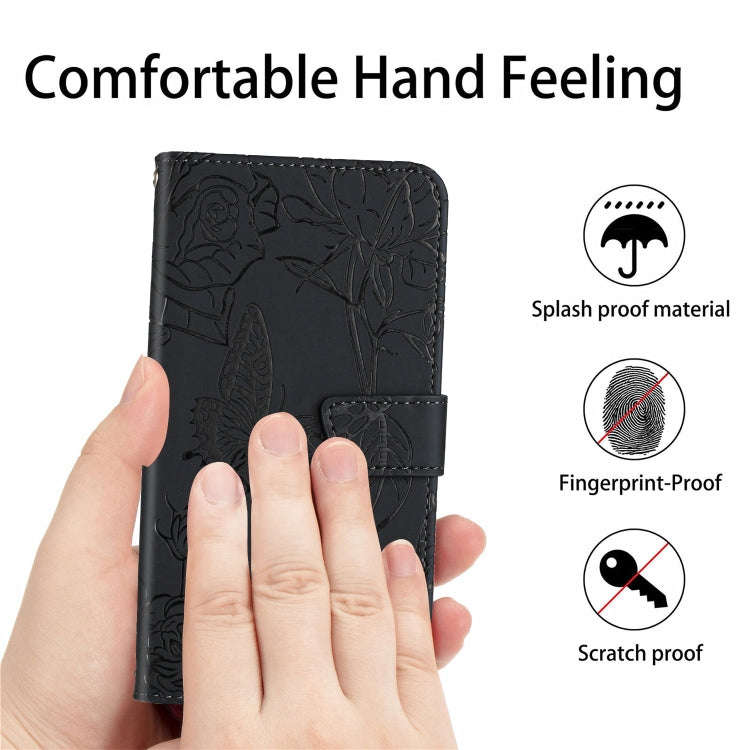 For Umidigi A7 Pro Skin Feel Butterfly Peony Embossed Leather Phone Case(Black)
