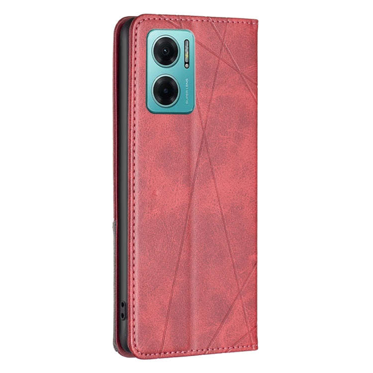 For Xiaomi Redmi 10 5G / Note 11E Prismatic Invisible Magnetic Leather Phone Case(Red)