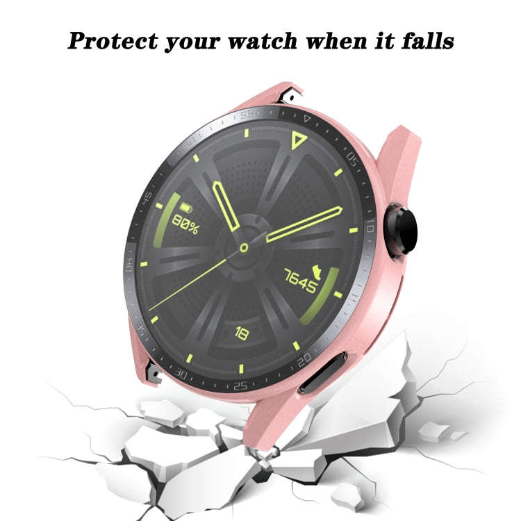For Huawei Watch GT 3 46mm Scale Frosted PC + Tempered Glass Watch Case(Red)