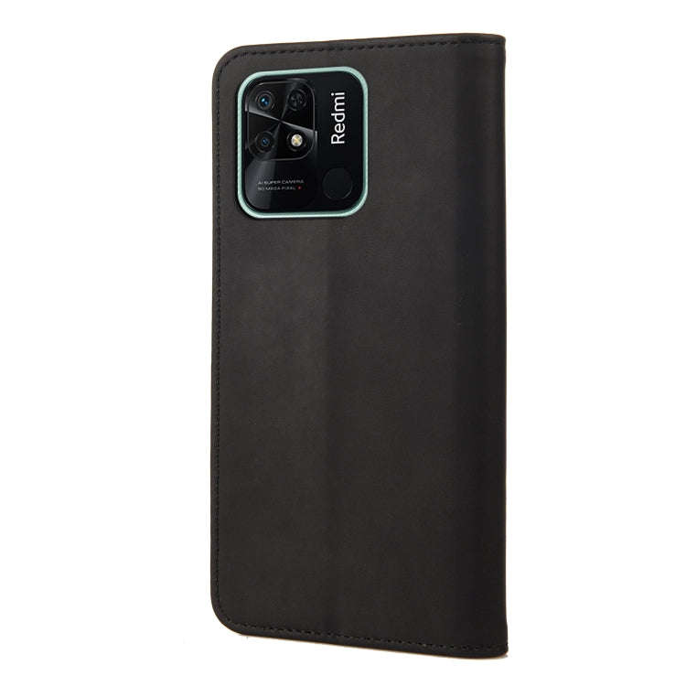 For Xiaomi Redmi 10C Skin Feel Splicing Leather Phone Case(Black)