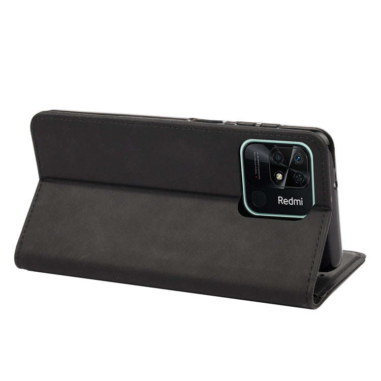For Xiaomi Redmi 10C Skin Feel Splicing Leather Phone Case(Black)